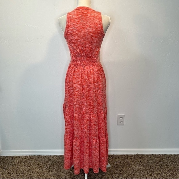 Lou & Grey Red tiered maxi dress knitted Size XS Space Dye stretchy - Picture 5 of 10